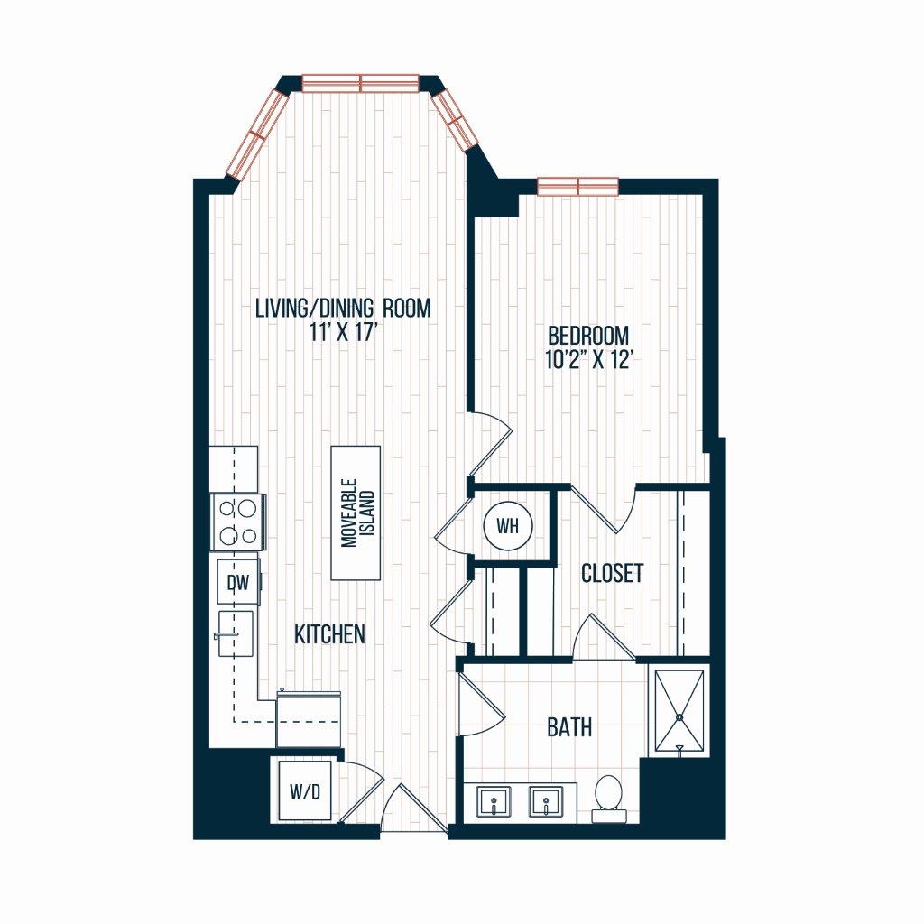 Capitol Rose Luxury Apartments in Washington, DC A1 Floor Plan